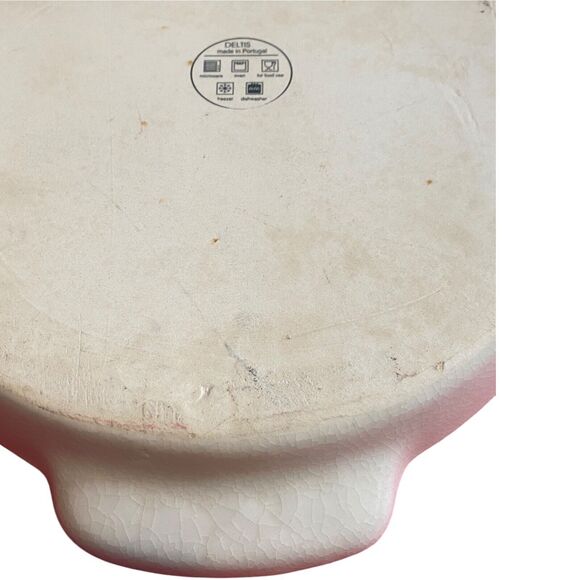 Deltis Portugal Blue & White Stoneware Dish 8.5” Pottery Bakeware Floral Design - Picture 5 of 14